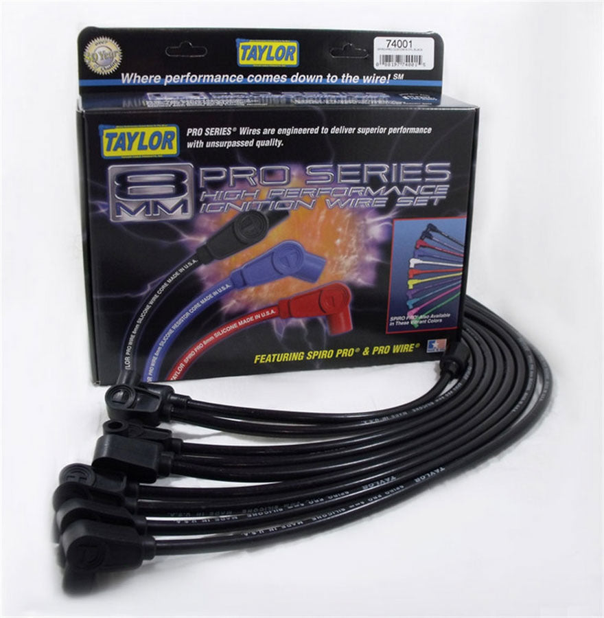 Spiro Pro Custom 8 Cyl Plug Wire Set Black Spark Plug Wires Taylor Cable