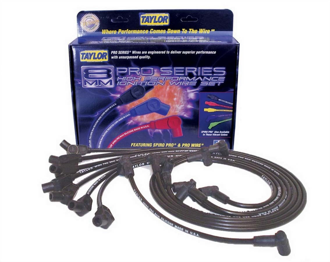Spiro-Pro Custom 8Cyl. Plug Wire Set Black Spark Plug Wires Taylor Cable