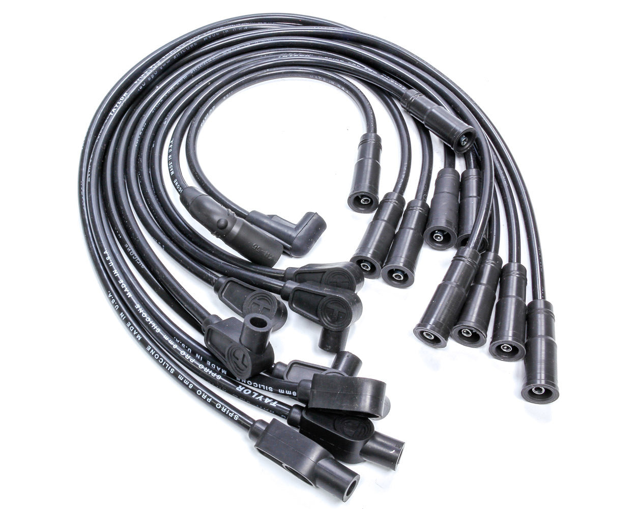 8mm Spiro-Pro Custom Plug Wire Set - Black Spark Plug Wires Taylor Cable