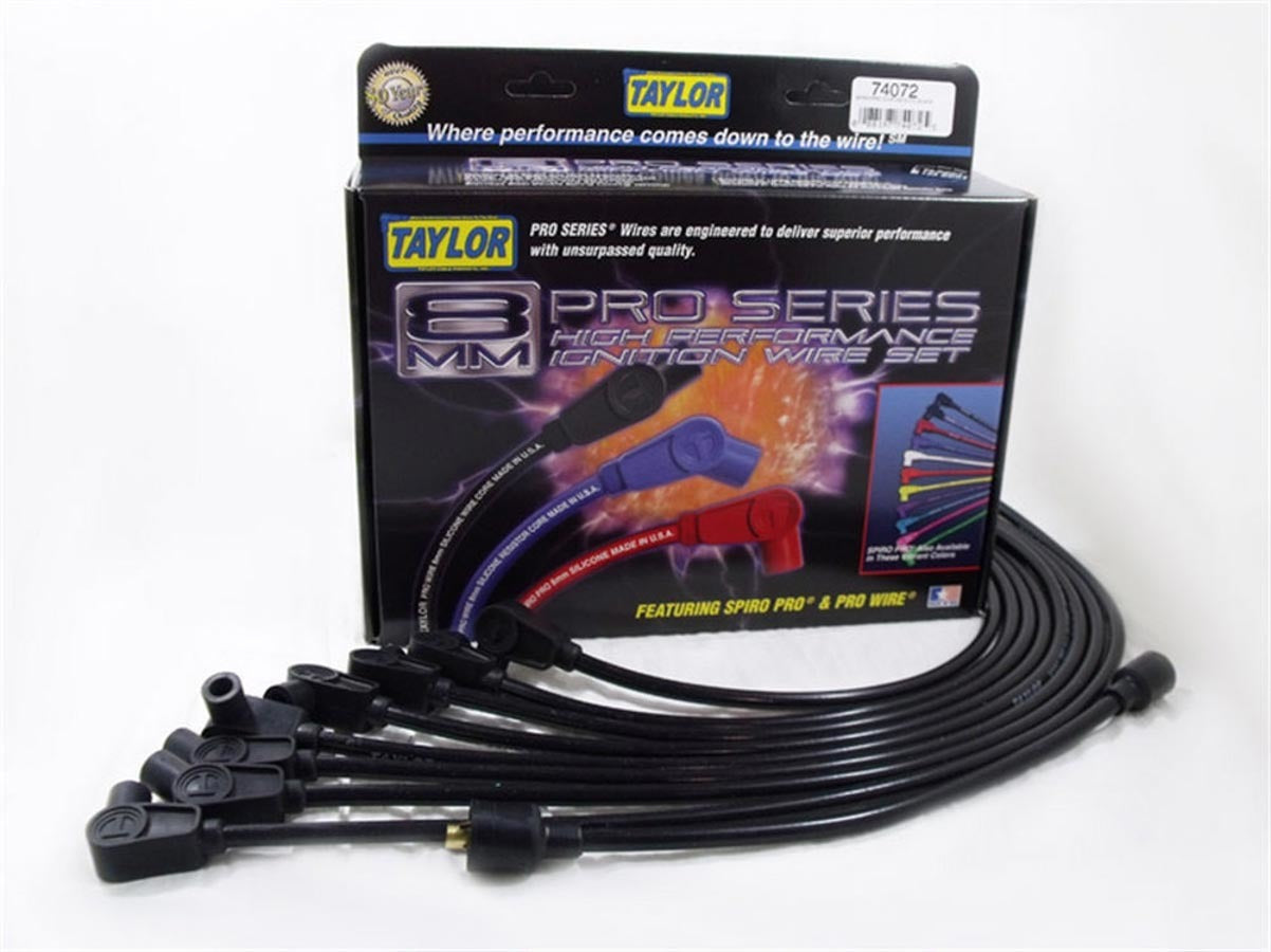 Spiro-Pro Custom 8 Cyl Plug Wire Set Black Spark Plug Wires Taylor Cable