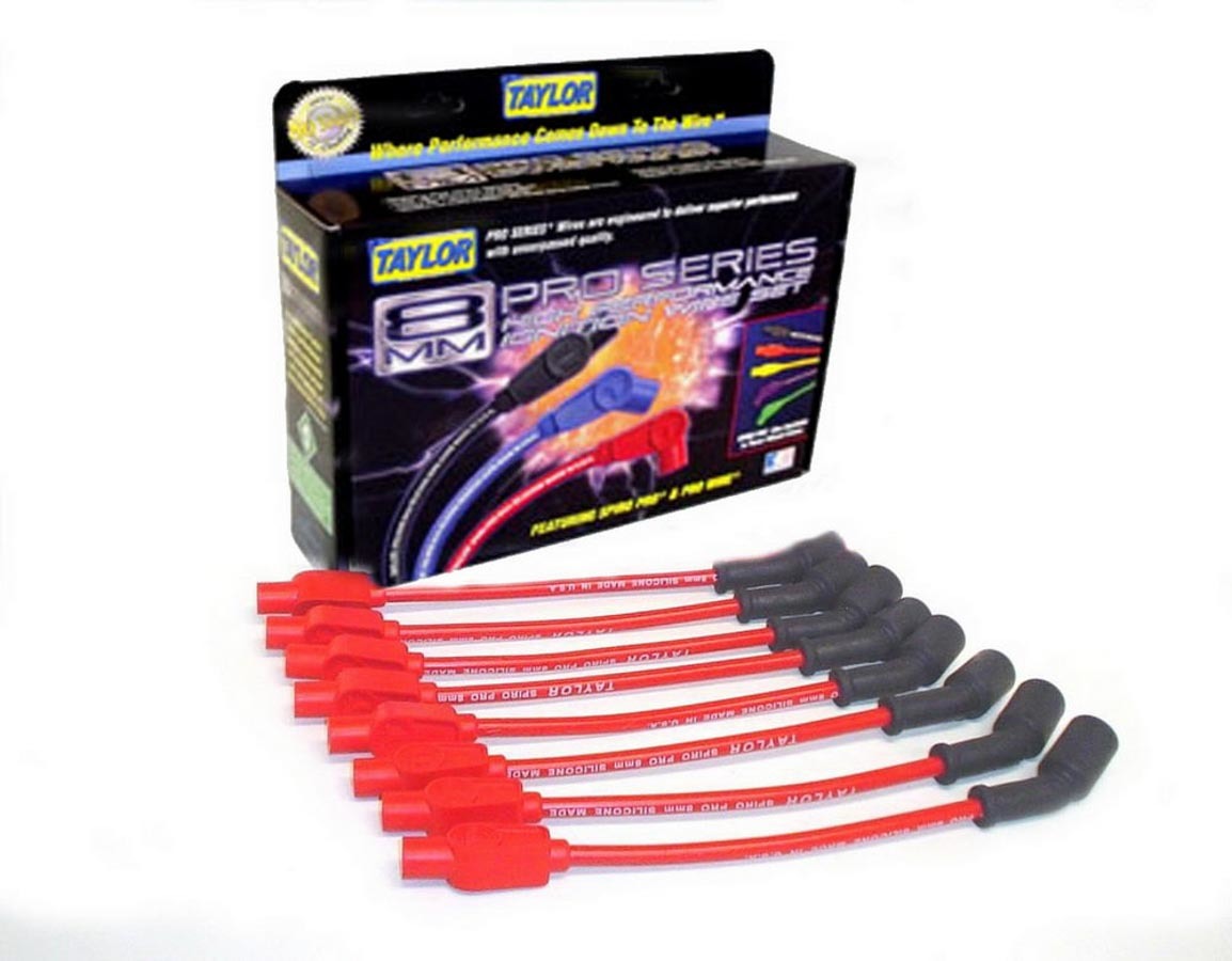 Red Spiro-Pro 8 Cylinder Plug Wire Set Spark Plug Wires Taylor Cable
