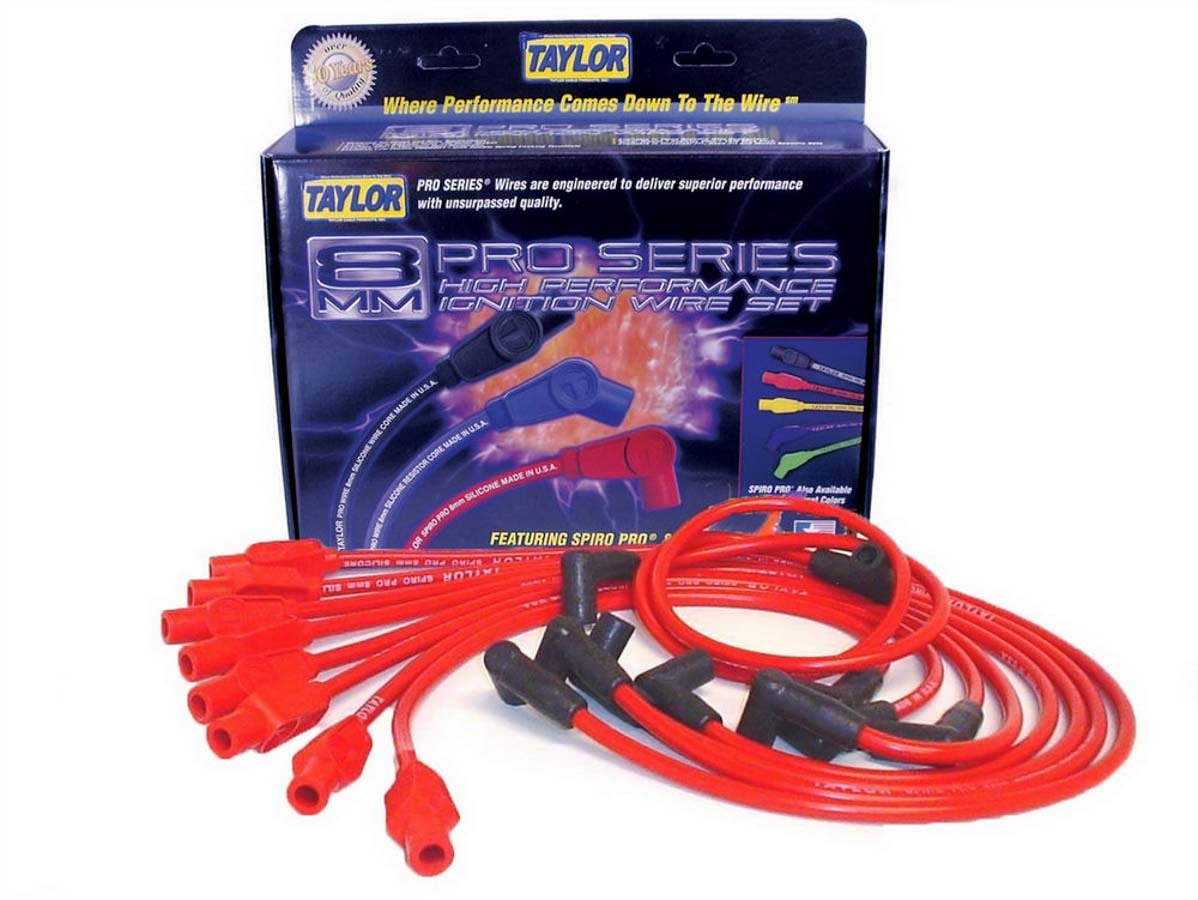 Custom Fit 8mm Spiro-Pro Plug Wires Red Spark Plug Wires Taylor Cable