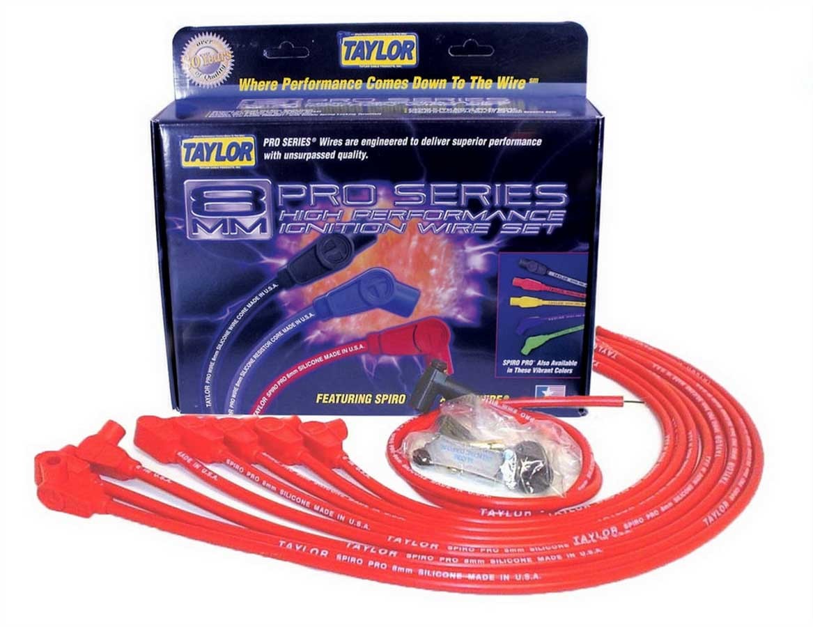 SBC 8MM Pro Race Wires- Red Spark Plug Wires Taylor Cable