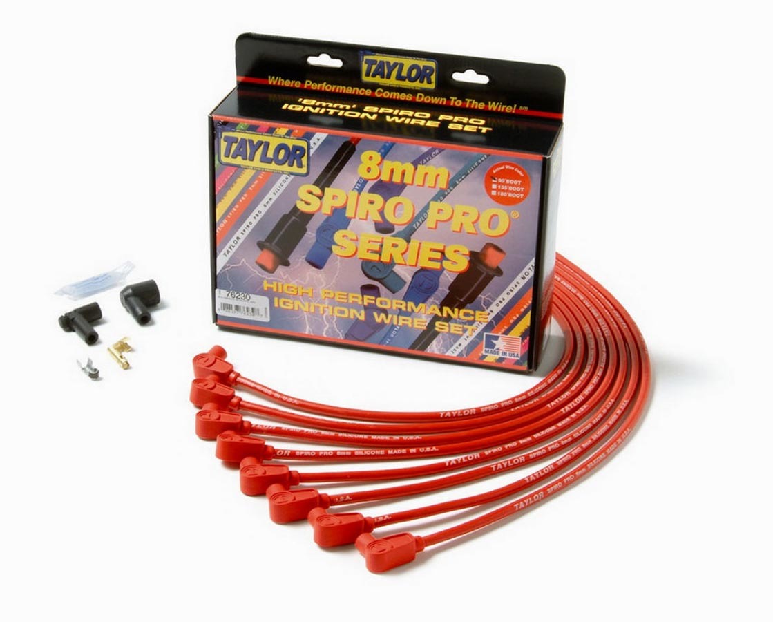 SBC 8MM Pro Race Wires- Red Spark Plug Wires Taylor Cable