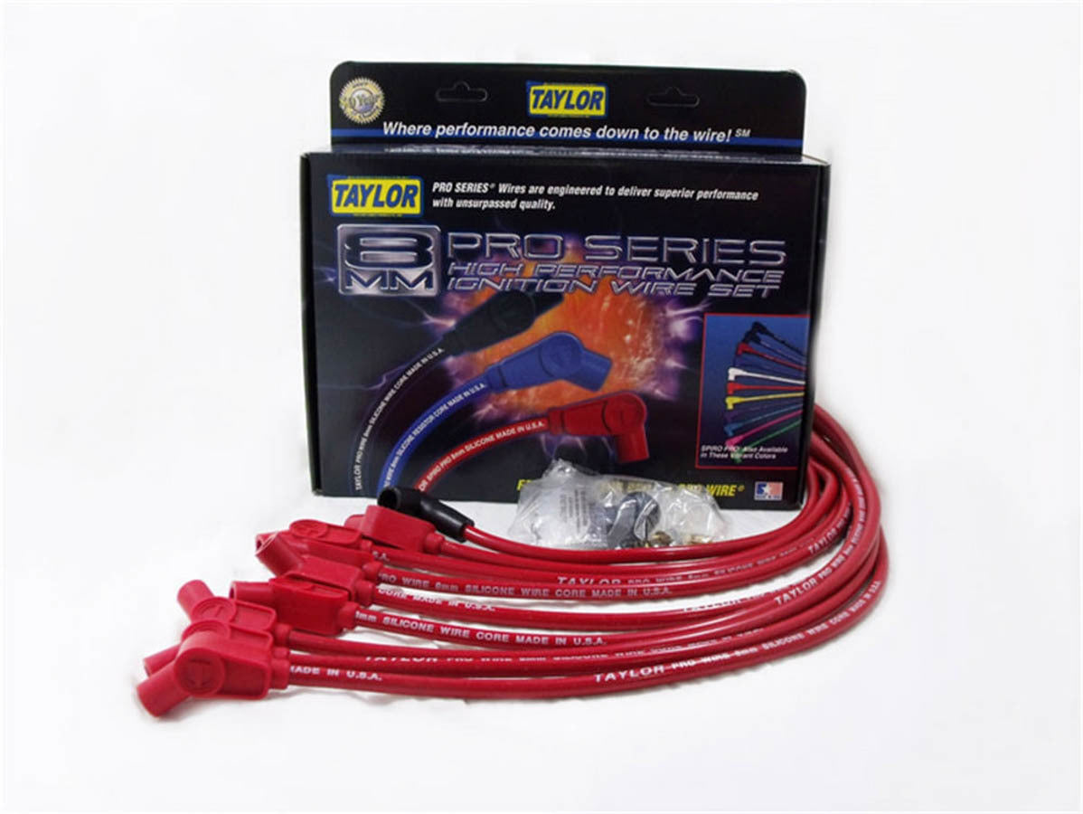 BBC 8MM Pro Race Wires- Red Spark Plug Wires Taylor Cable
