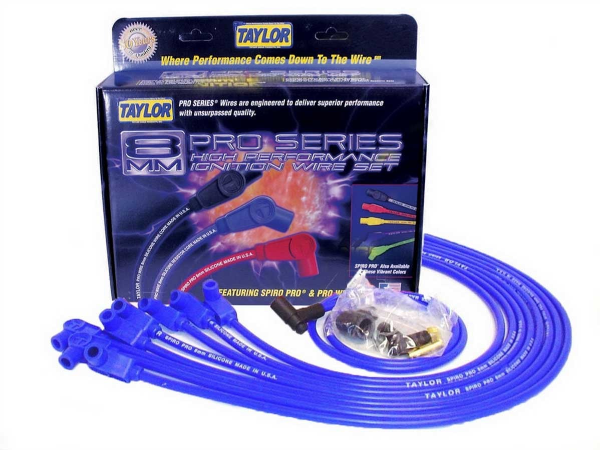 SBC 8MM Pro Race Wires- Blue Spark Plug Wires Taylor Cable