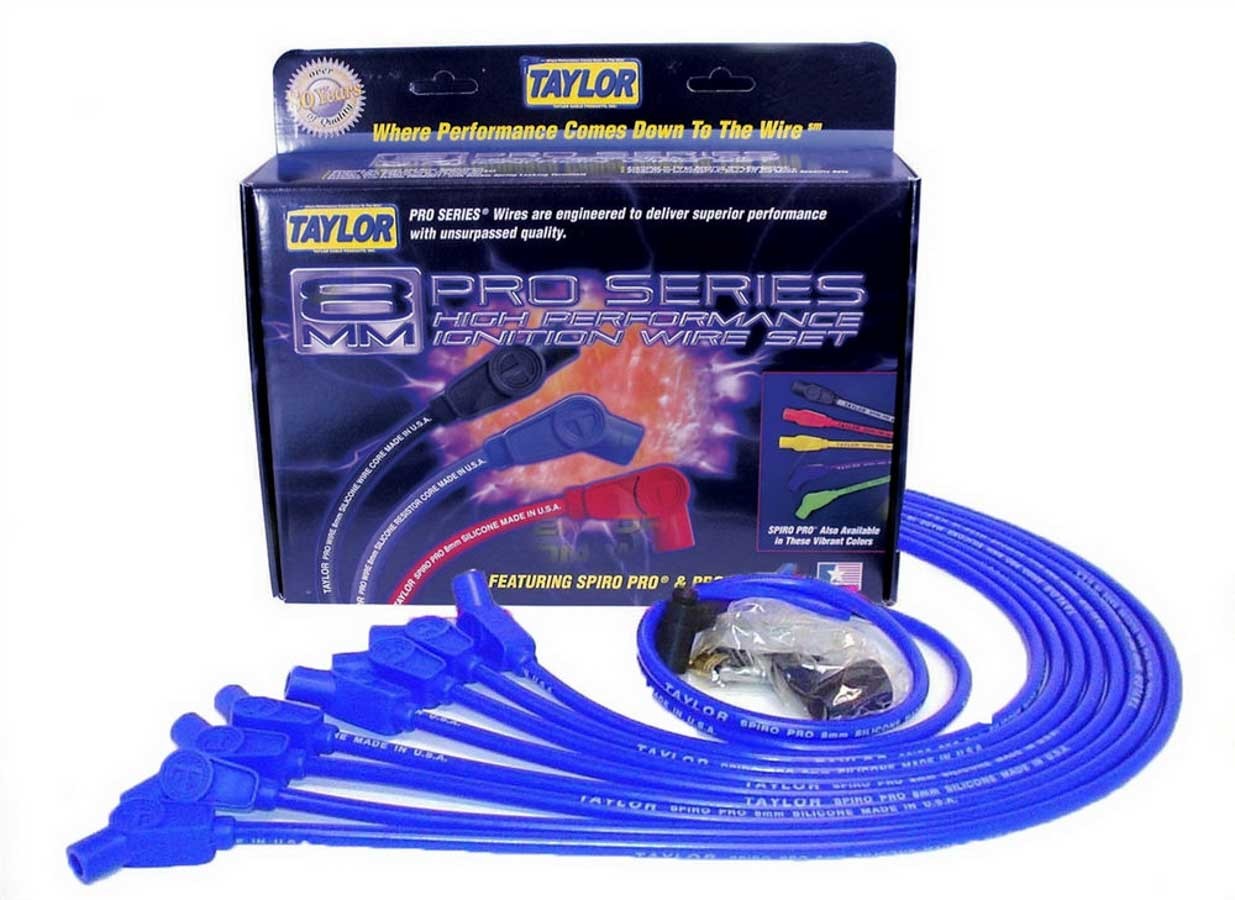 BBC 8MM Pro Race Wires- Blue Spark Plug Wires Taylor Cable