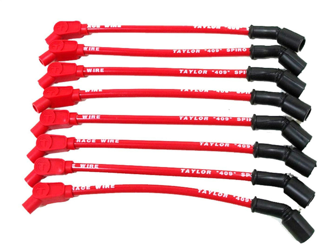 409 Spiro-Pro Plug Wire Race Set 135-Deg Red Spark Plug Wires Taylor Cable