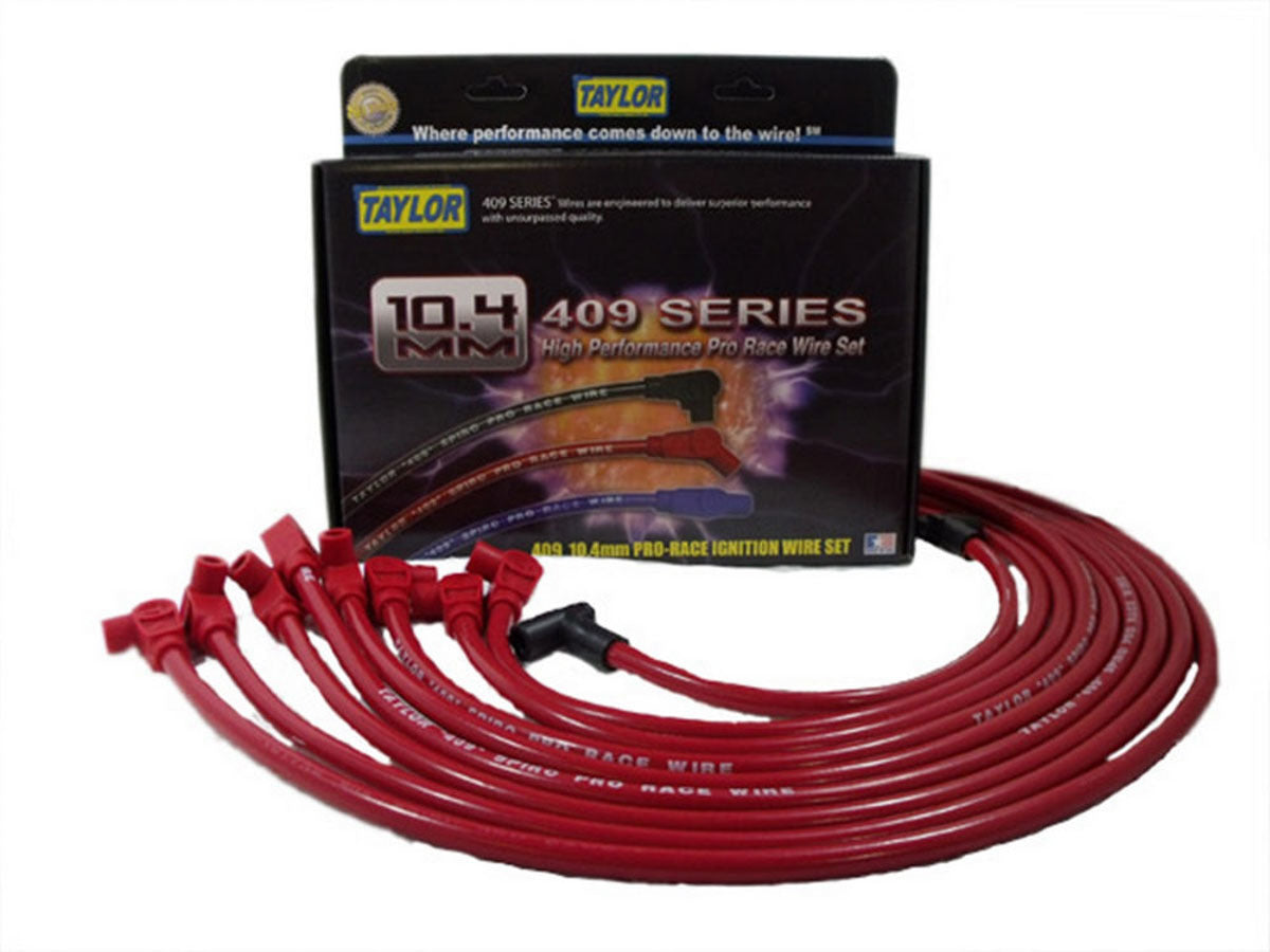 Race-Fit 409 Plug Wire Red SBC HEI Under Header Spark Plug Wires Taylor Cable