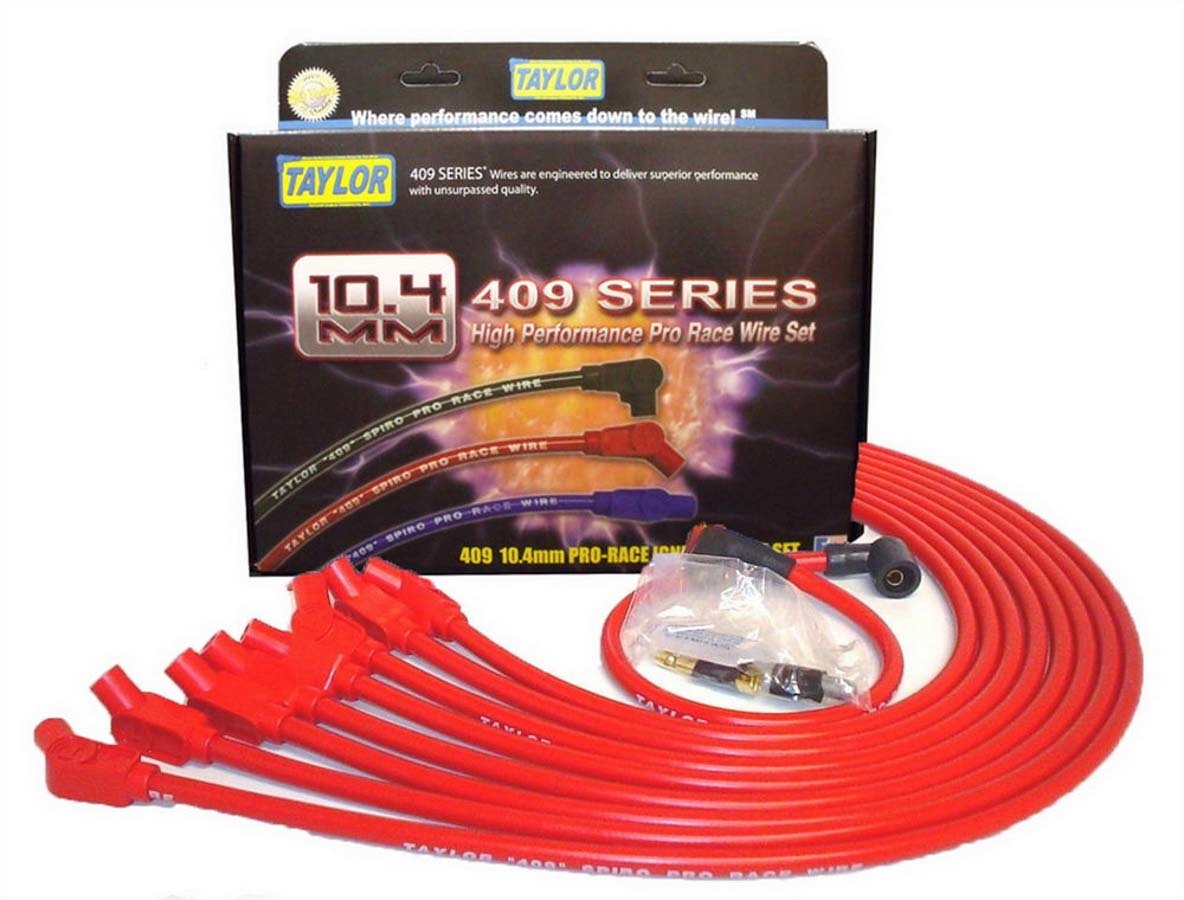 409 Spiro-Pro Spark Plug Wire Set Race Fit Red Spark Plug Wires Taylor Cable