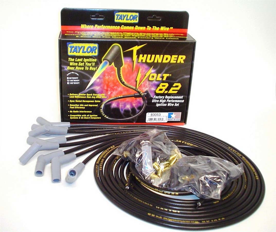Univ Thundervolt Plug Wire Set 135 deg Black Spark Plug Wires Taylor Cable