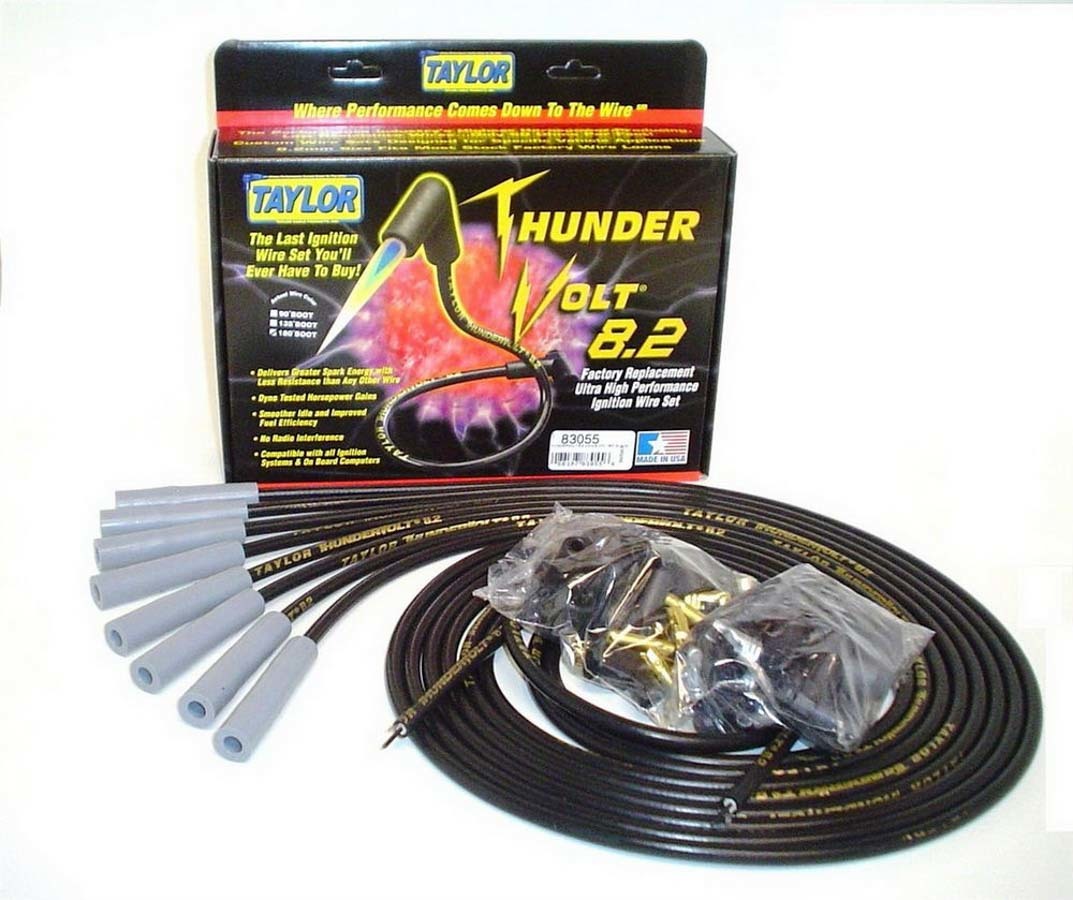 Univ Thundervolt Plug Wire Set 180 deg Black Spark Plug Wires Taylor Cable