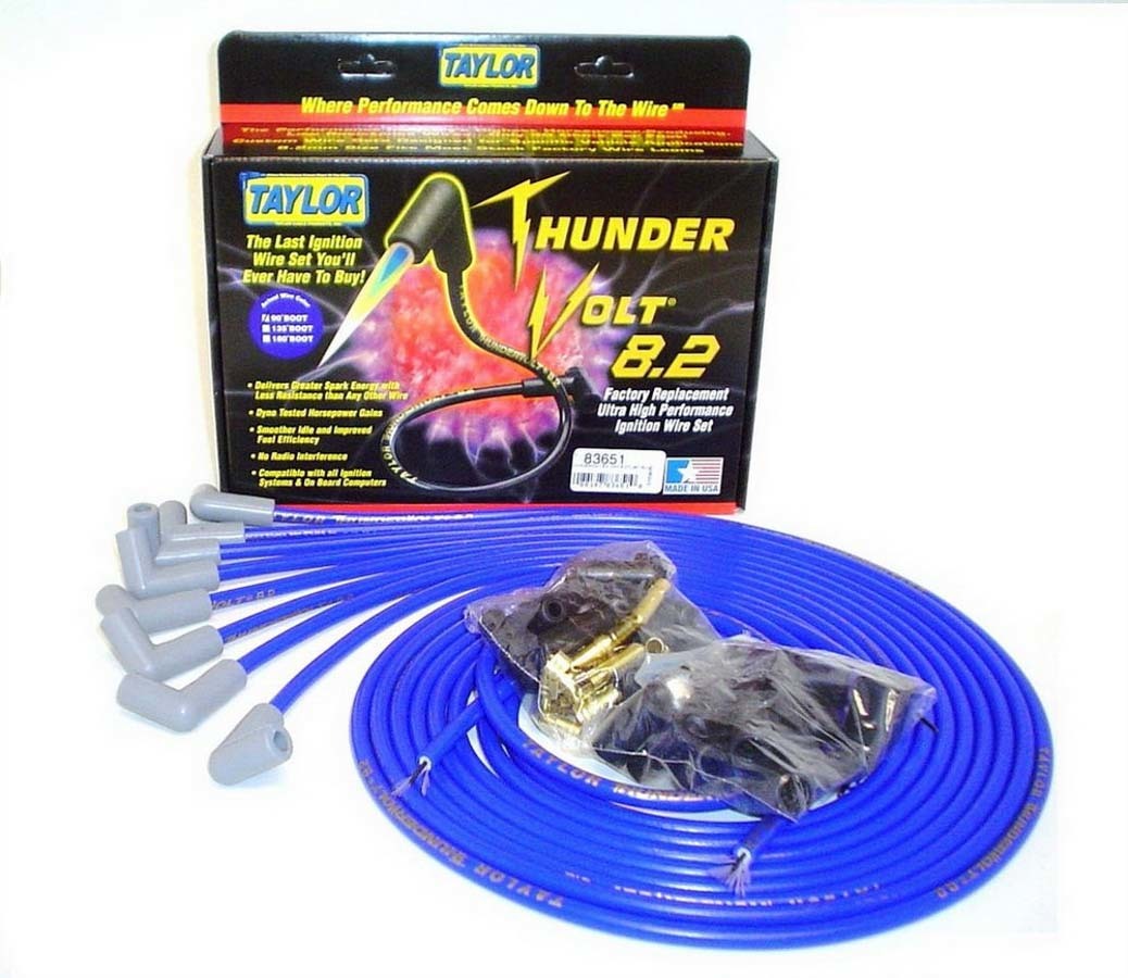 Univ Thundervolt Plug Wire Set 90 deg Blue Spark Plug Wires Taylor Cable