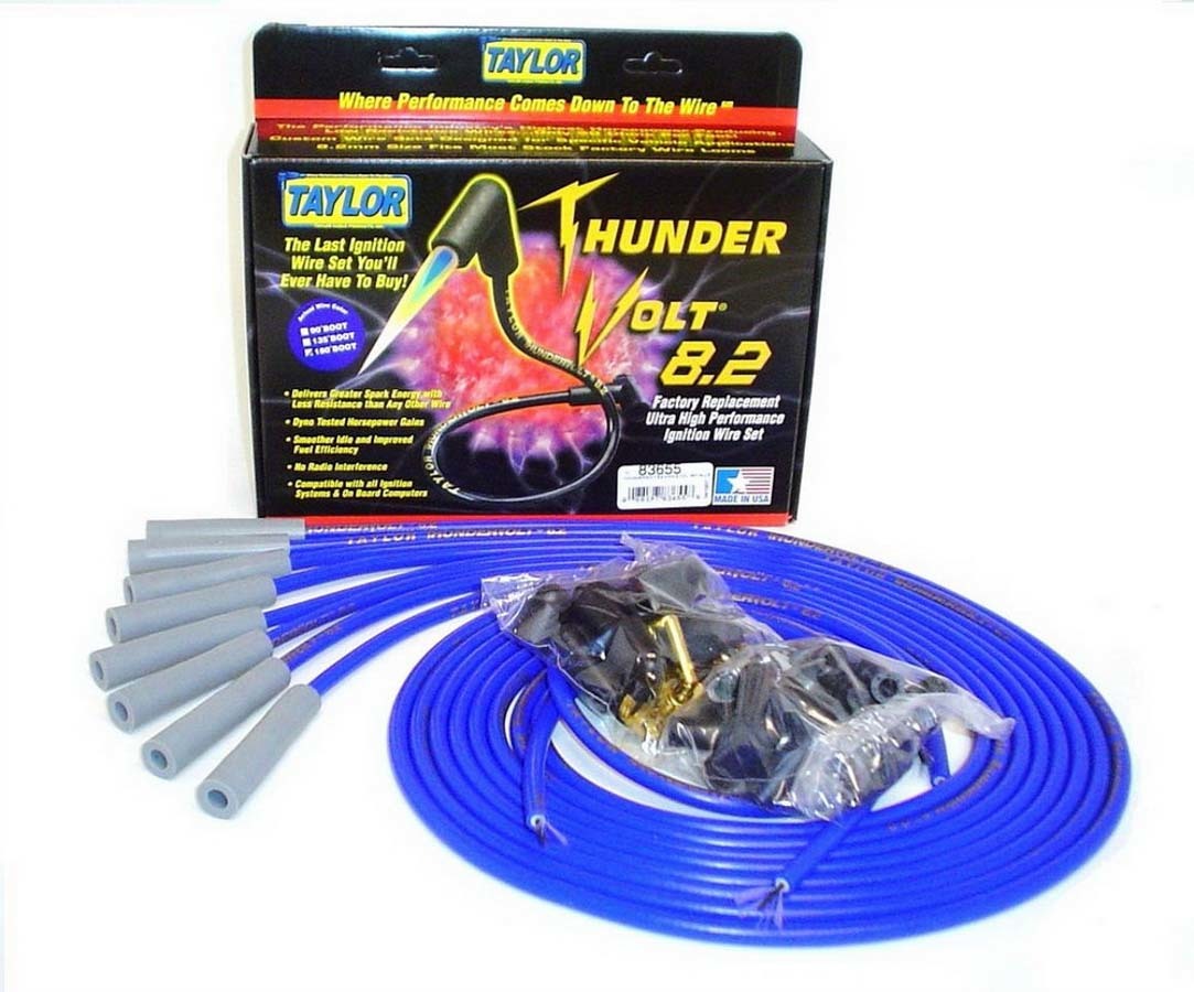 Univ Thundervolt Plug Wire Set 180 deg Blue Spark Plug Wires Taylor Cable