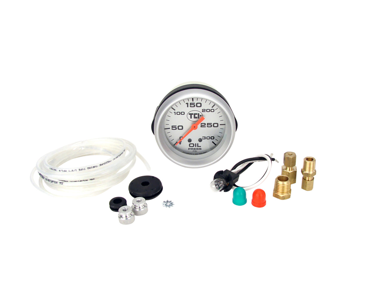 Pressure Gauge 2-5/8 Transmission Silver Face Analog Gauges TCI Automotive