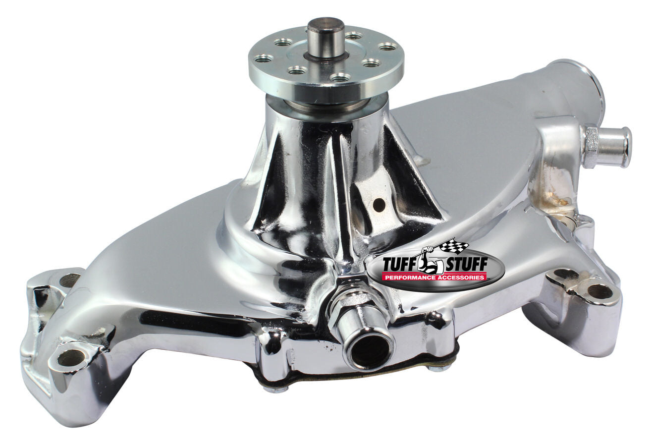 BBC Short Water Pump Aluminum Smooth Chrome Water Pumps - Mechanical Tuff Stuff Performance Accessories