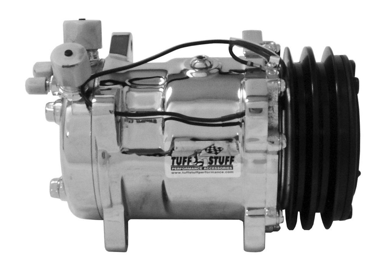 Sanden Style A/C Compres sor DS508 R12 2 Pulley Air Conditioning Compressors and Components Tuff Stuff Performance Accessories