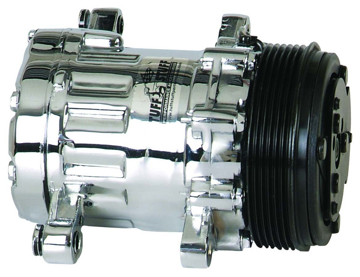 SD7 Peanut Compressor R134A Chrome Serpentine Air Conditioning Compressors and Components Tuff Stuff Performance Accessories