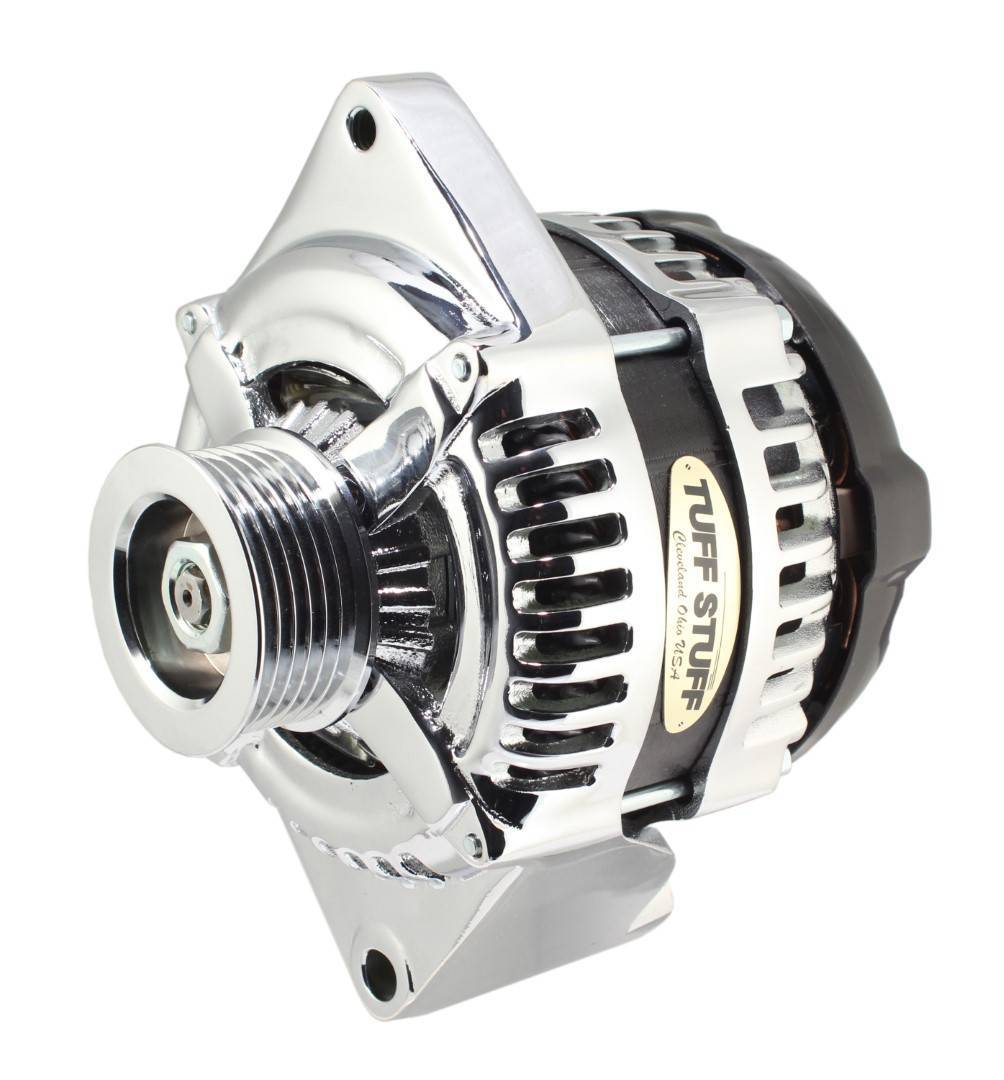225 MAX AMP Alternator 6 Groove 1 Wire Chrome Alternators/Generators and Components Tuff Stuff Performance Accessories