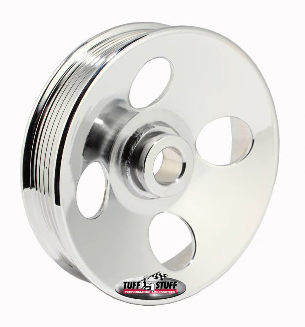 Type II Power Steering Pulley 6 Groove Chrome Power Steering Pulleys Tuff Stuff Performance Accessories