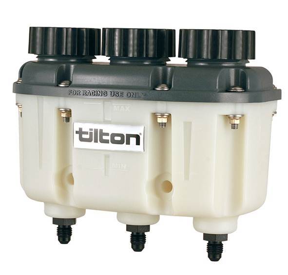 Reservoir Plastic 3-Chamber AN-4 Fittings Master Cylinder Reservoirs Tilton