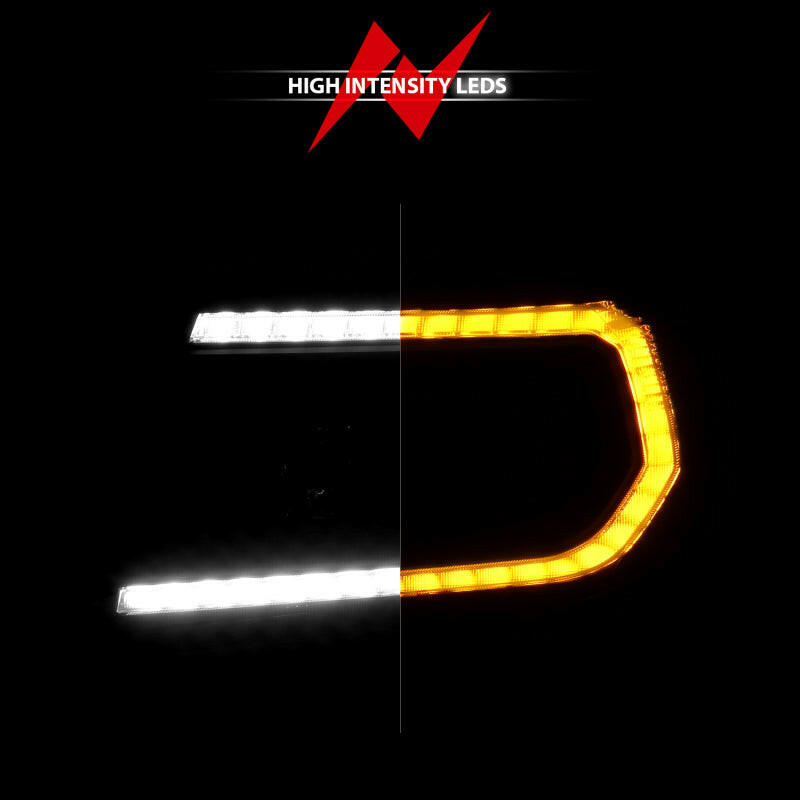 ANZO 05-11 Toyota Tacoma Projector Headlights w/Light Bar Switchback Black Housing Headlights ANZO