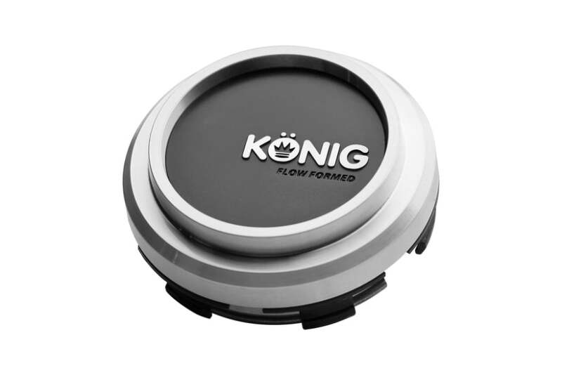 Konig Flow Formed Pop-in Center Cap - Heliogram/Neoform - Silver w/ Black Face Wheel Center Caps Konig