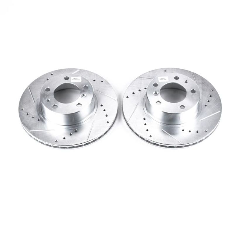Power Stop 89-95 BMW 525i Front Evolution Drilled & Slotted Rotors - Pair Brake Rotors - Slot & Drilled PowerStop
