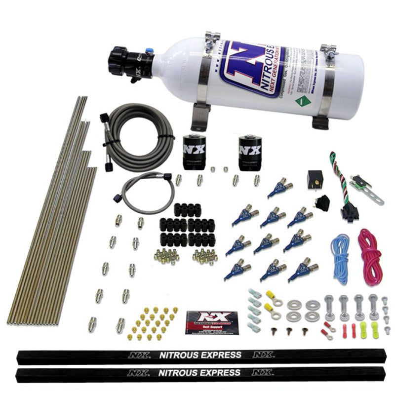 Nitrous Express 10 Cyl Piranha Nozzle Direct Port Nitrous Kit (250-500HP) w/5lb Bottle Nitrous Systems Nitrous Express