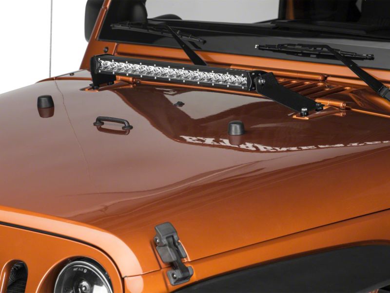 Raxiom 07-18 Jeep Wrangler JK 20-In Light Bar Hood Mounting Brackets Brackets Raxiom