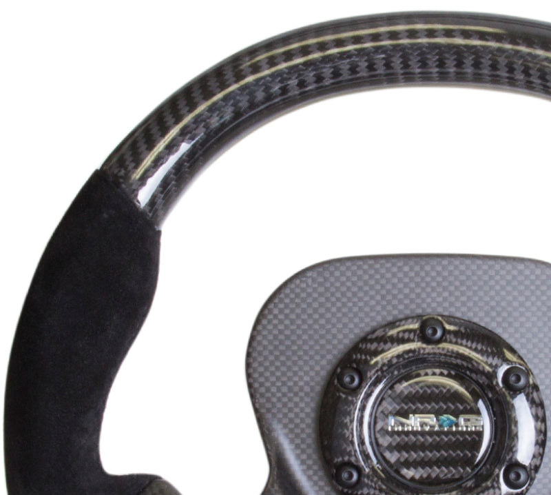 NRG Carbon Fiber Steering Wheel (320mm) CF Center Plate & Two-Tone Carbon w/Suede Trim Handles Steering Wheels NRG