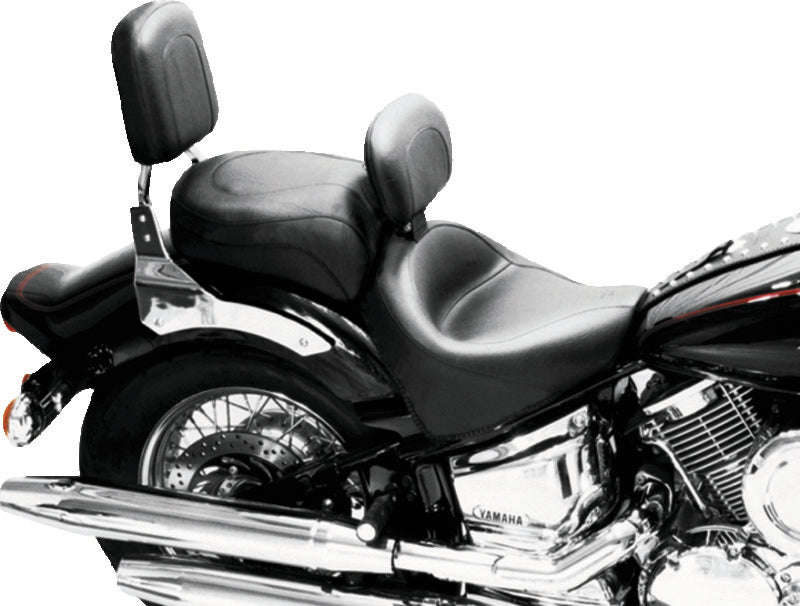 Mustang 99-11 Yamaha V-Star 1100 Custom Wide Touring 2PC Seat w/Driver Backrest - Black Two-Piece Motorcycle Seats Mustang Motorcycle