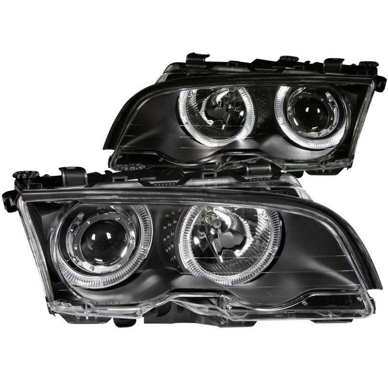ANZO 1999-2001 BMW 3 Series E46 Projector Headlights w/ Halo Black Headlights ANZO