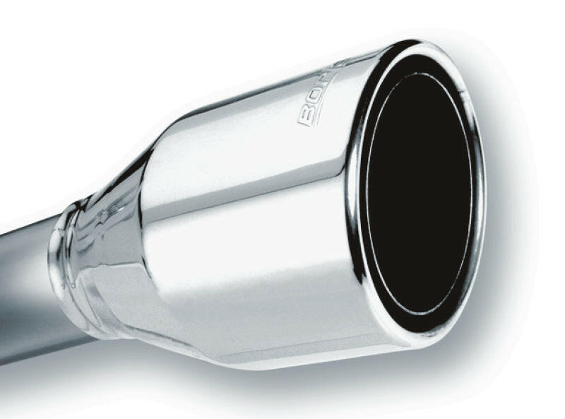 Borla 2.5in Inlet 4.5in Round Rolled Angle Cut Phantom X 7.75in Long Embossed Universal Exhaust Tips Tips Borla