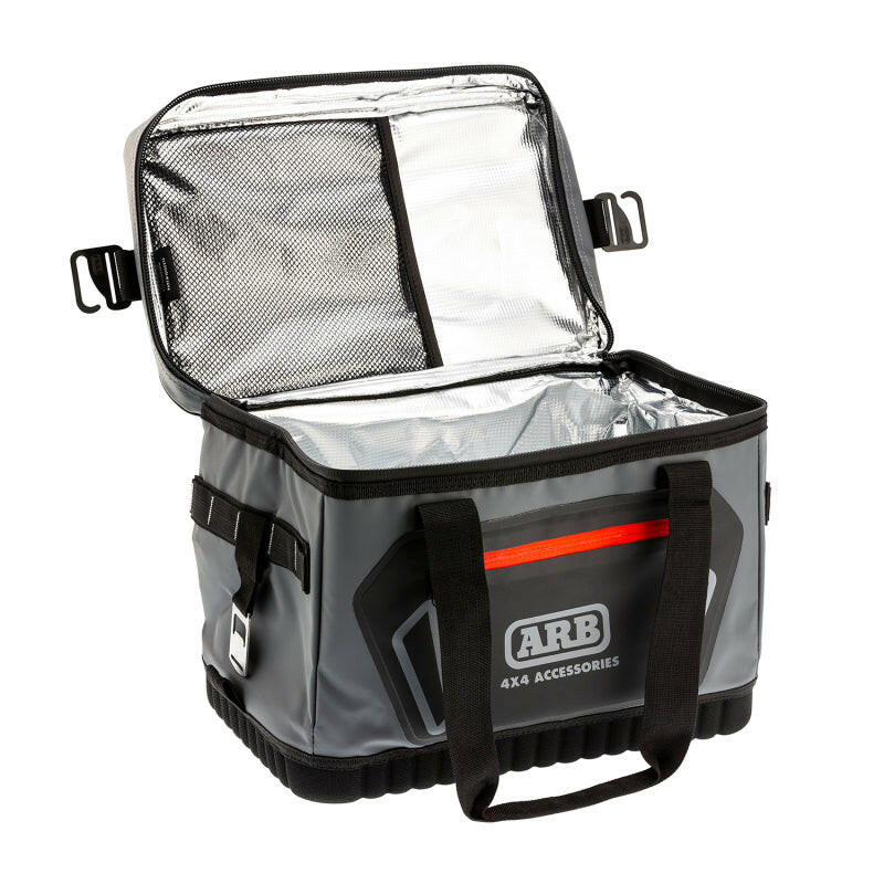 ARB Cooler Bag Charcoal w/ Red Highlights 15in L x 11in W x 9in H Holds 22 Cans Tow Straps ARB
