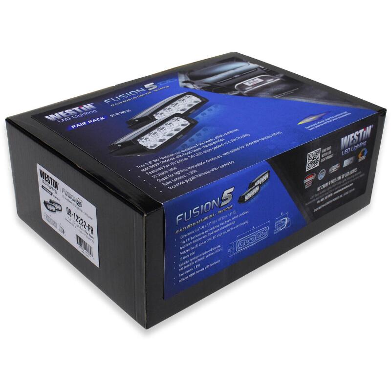 Westin Fusion5 LED Light Bar Single Row 5.5 inch Flex w/3W Epistar (Set of 2) - Black Light Bars & Cubes Westin