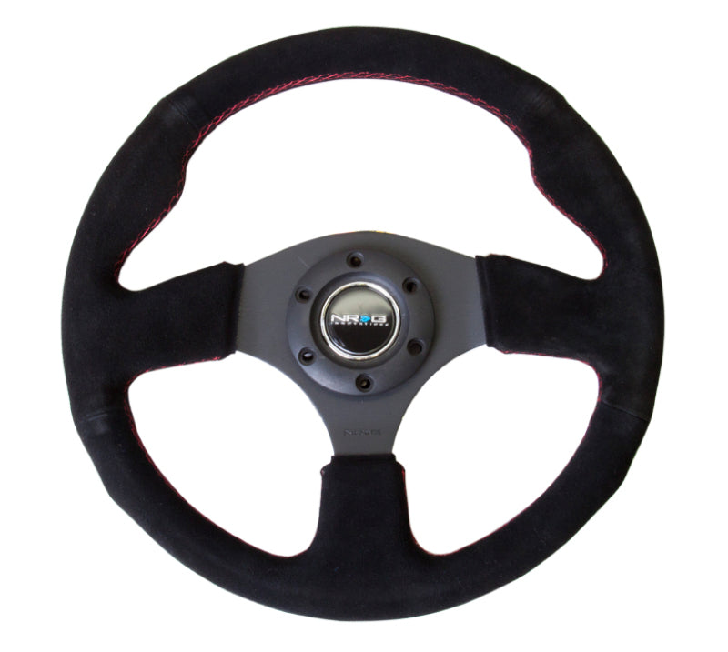 NRG Reinforced Steering Wheel (320mm) Suede w/Red Stitch Steering Wheels NRG