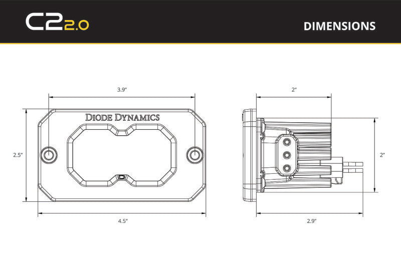 Diode Dynamics C2R White Flood Flush Mount LED Pod (Pair) Light Accessories and Wiring Diode Dynamics