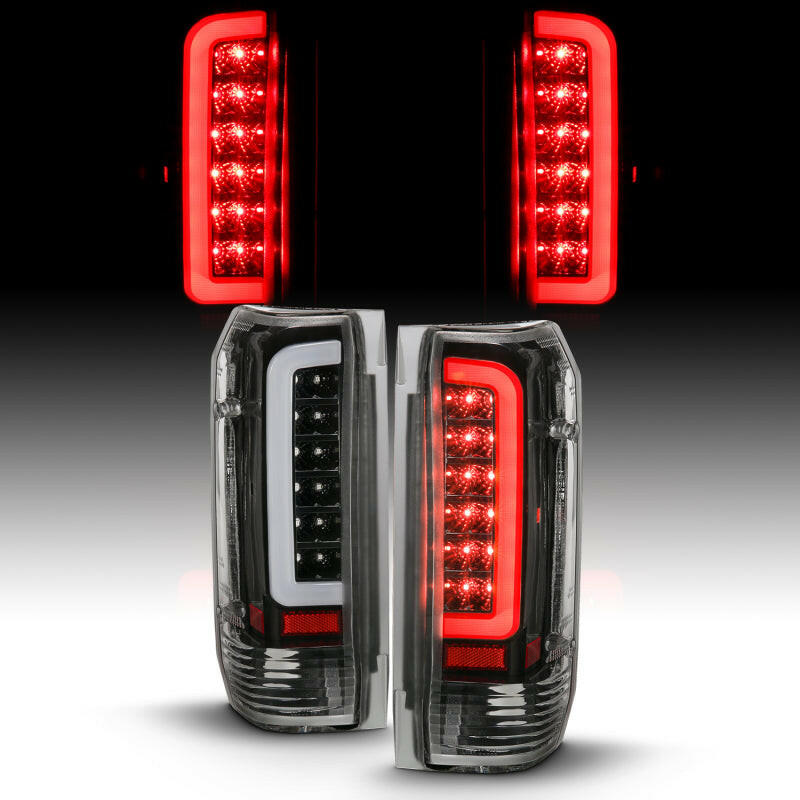 ANZO 1987-1996 Ford F-150 LED Taillights Black Housing Clear Lens (Pair) Tail Lights ANZO