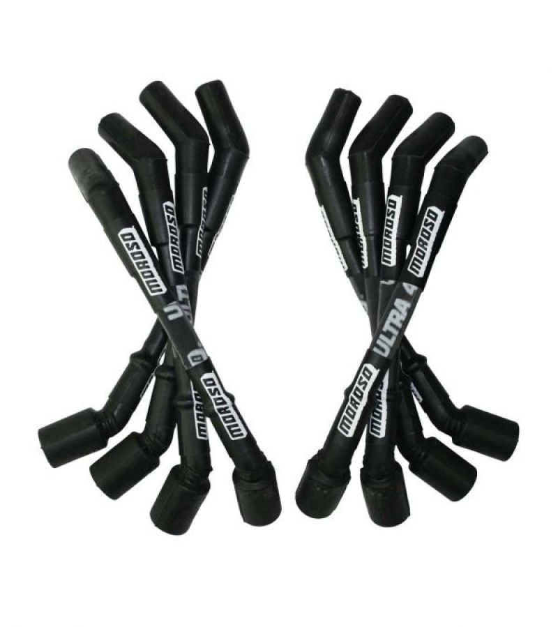 Moroso GM LS Ultra 40 Custom Fit Sleeved Ignition Wire Set 8in 135 Deg Boots - Black Spark Plug Wire Sets Moroso