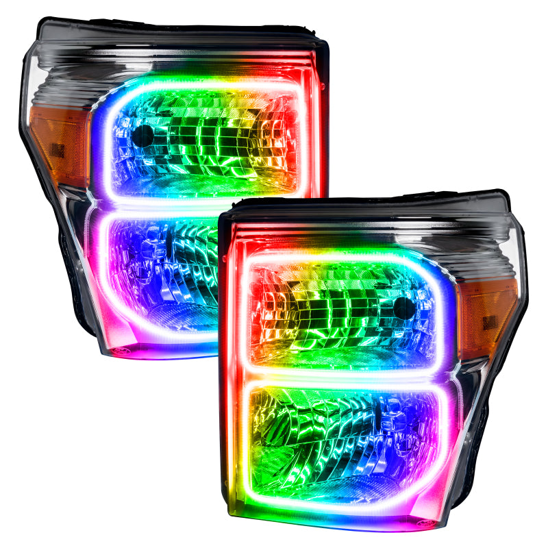 Oracle Ford F250/350 11-16 Dynamic Halo Kit - Square Ring Design - ColorSHIFT - Dynamic Headlights ORACLE Lighting