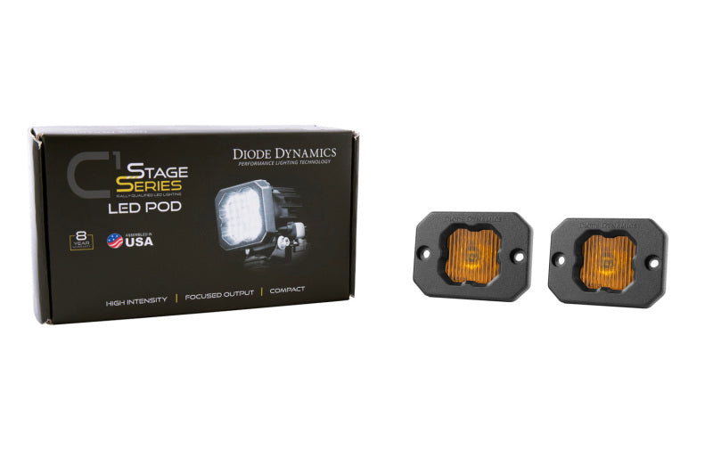 Diode Dynamics Stage Series C1 LED Pod - Yellow SAE Fog Flush ABL (Pair) Light Accessories and Wiring Diode Dynamics