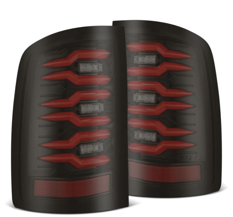 AlphaRex 07-13 GMC Sierra 1500/07-14 2500/3500HD (No Clsc/Dually) Luxx-Series LED Tail Lghts Blk Red Tail Lights AlphaRex