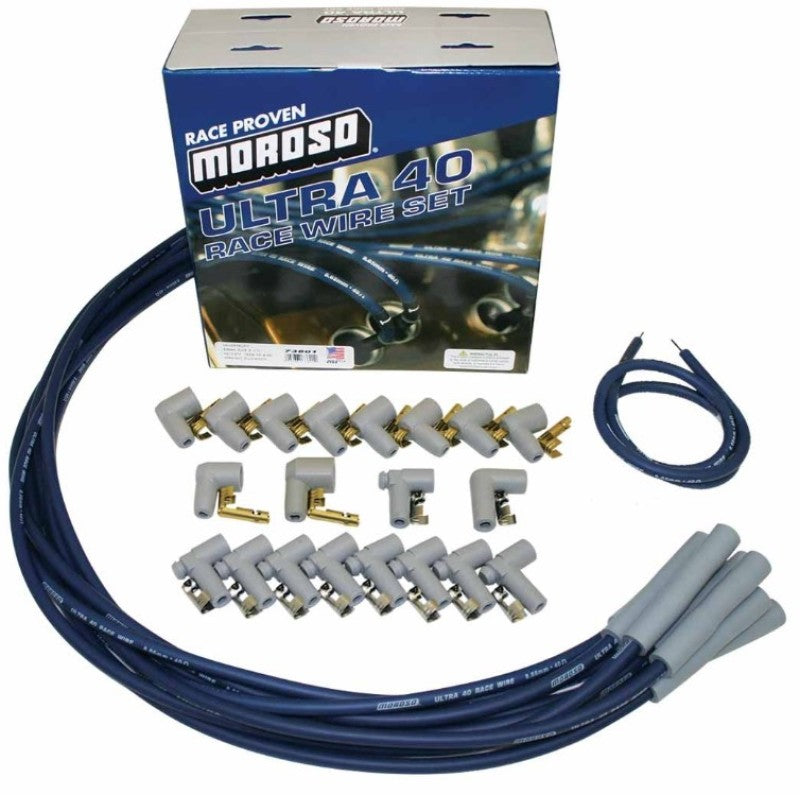 Moroso Universal Ignition Wire Set - Ultra 40 - Straight - Blue Spark Plug Wire Sets Moroso