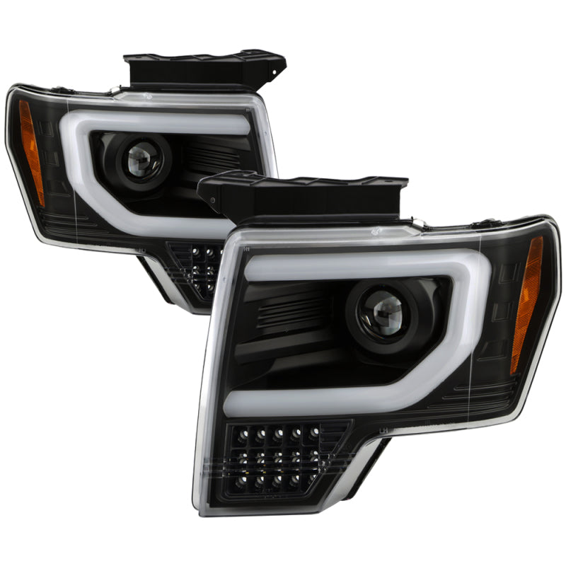 Spyder Ford F150 09-14 Halogen Light Bar Projector Headlights Black PRO-YD-FF15009PL-SEQ-BK Headlights SPYDER