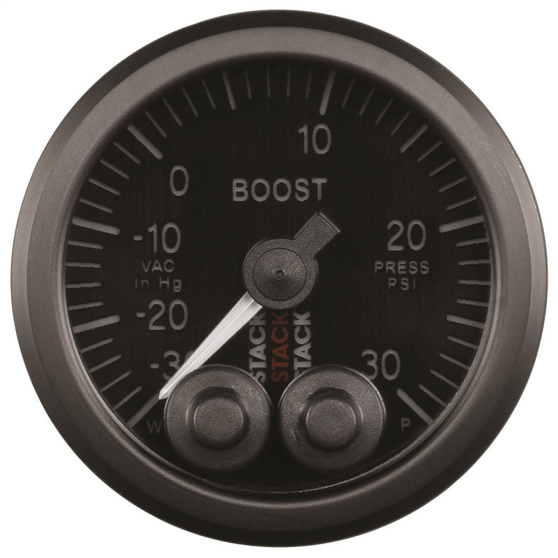 Autometer Stack Instruments 52mm -30INHG To +30PSI Pro Control Boost Pressure Gauge - Black Gauges AutoMeter