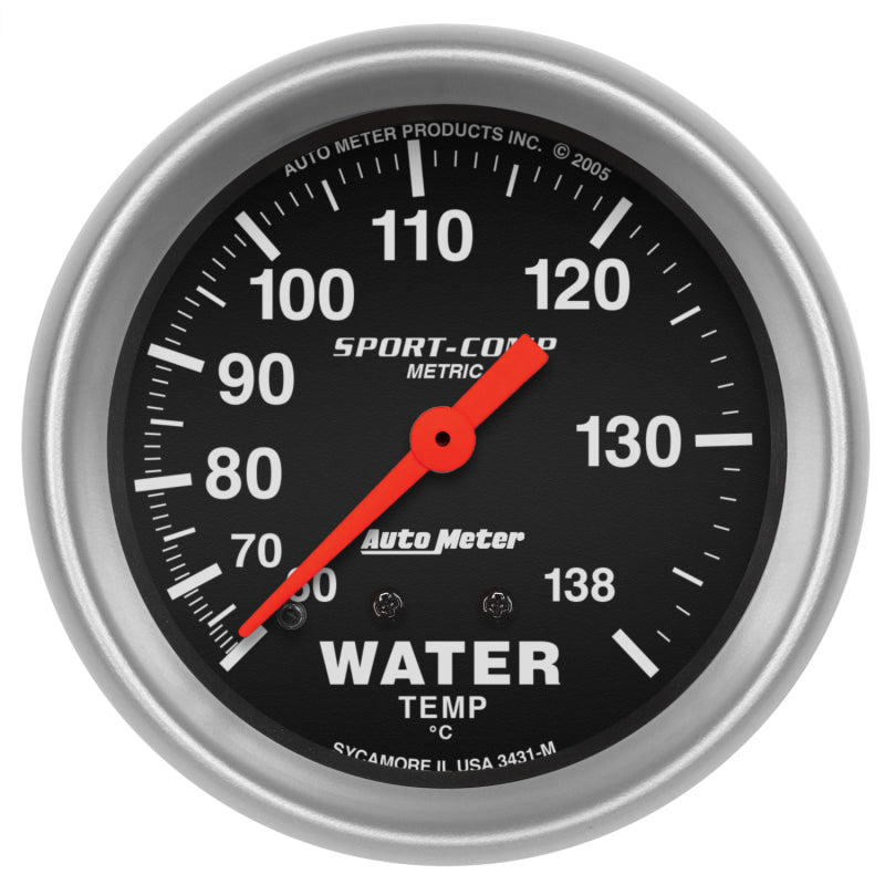 Autometer 2-5/8in 60-140 Degree C Mechanical Water Temperature Sport-Comp Gauge Gauges AutoMeter
