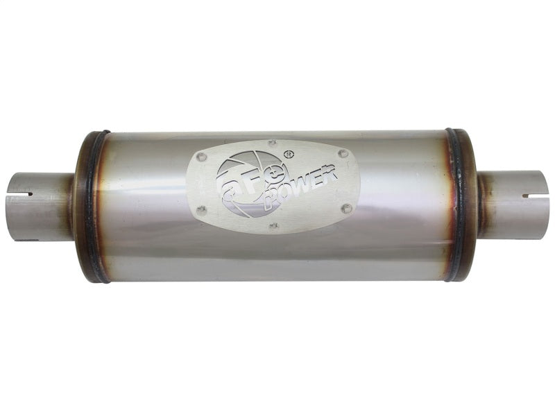 aFe MACH Force-Xp 409 SS Muffler 2-1/2in Center/Center 14in L X 6in Dia - Round Body Muffler aFe