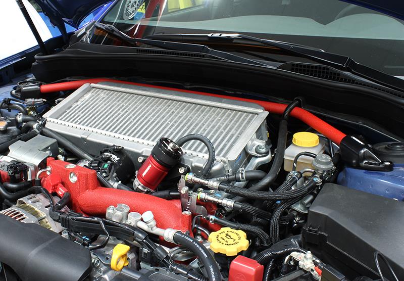 PERRIN 08-14 WRX/STI/Impreza / 14-18 Forester / 13-17 Crosstrek / 05-09 Legacy FR Strut Brace - Red Strut Bars Perrin Performance