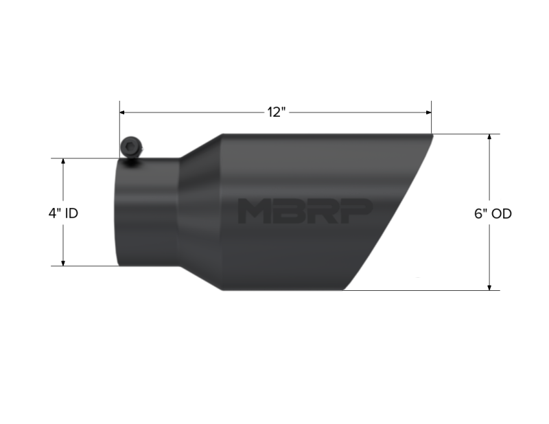 MBRP Universal Tip 6 O.D. Dual Wall Angled 4 inlet 12 length - Black Finish Tips MBRP